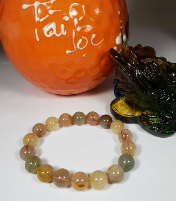 Vòng tay thạch anh tóc Phúc Lộc Thọ M13