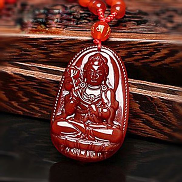 Mặt phật đai thế chí bồ tát đá mã não đỏ độ tuổi ngọ M06