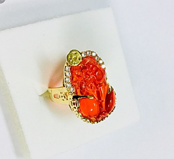 Mặt nhẫn tỳ hưu cẩm thạch đỏ M402